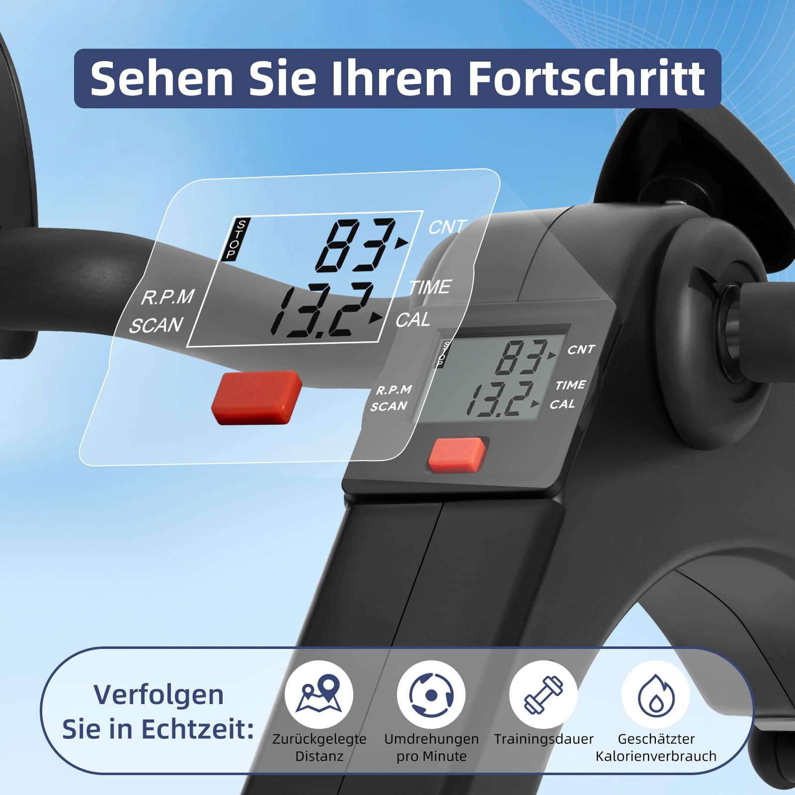 AGM Mini-Heimtrainer Fahrrad, Arm und Beintrainer Fitnesstrainer, Fitness, Hometrainer Bewegungstrainer mit LCD-Monitor und Einstellbarem Widerstand, Fitnessgerät für Zuhause, Büro Schwarz