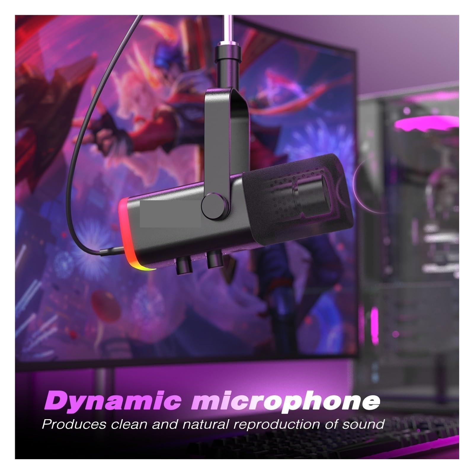 Mikrofon Dynamiczny USB/XLR Z Przyciskiem Wyciszania Dotykowego, Gniazdo Słuchawkowe, Elementy Sterujące We/wy, Mikser PC PS5/4, Do Gier Czysty OdbióR DźWięKu(AM8W)
