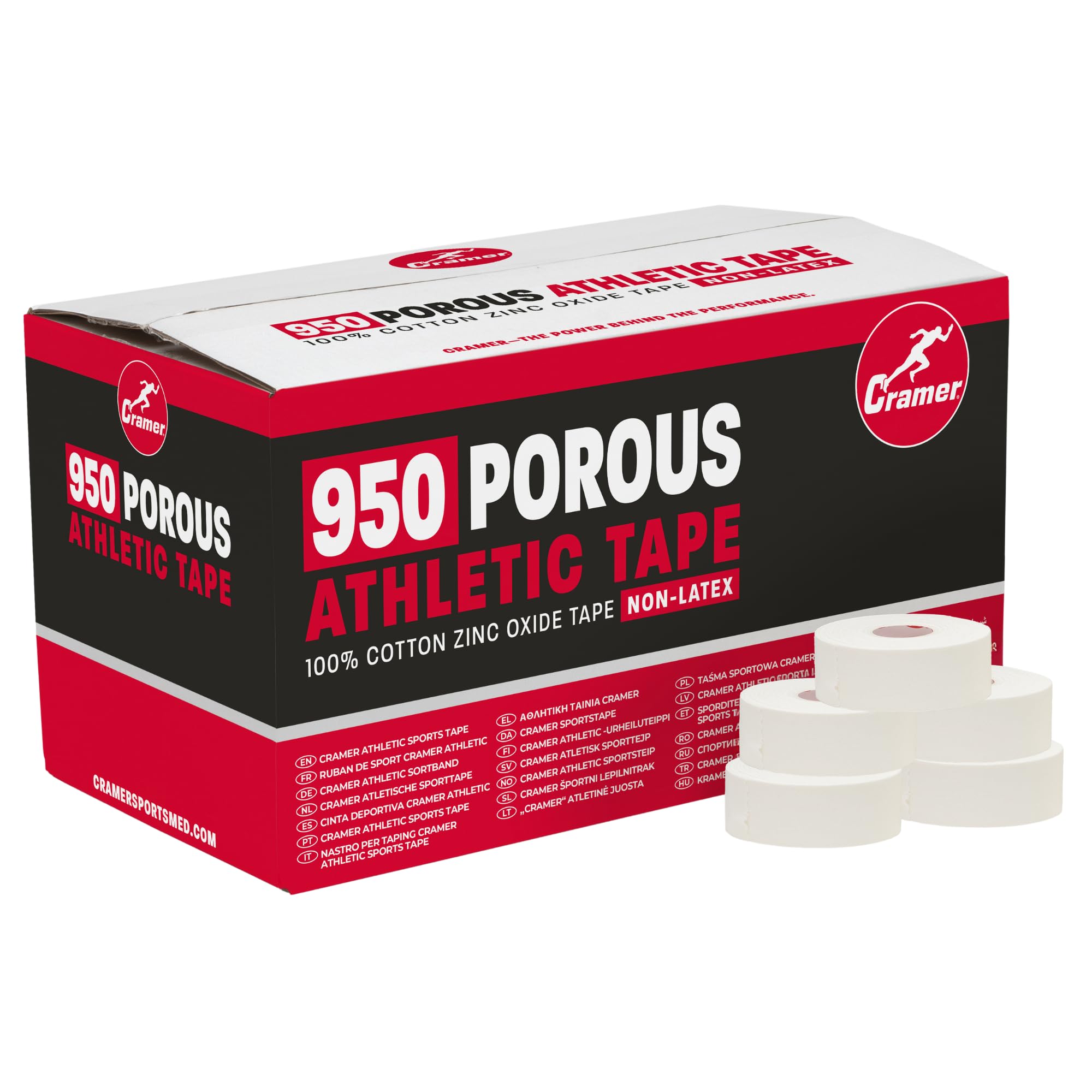 Cramer Unisex 950 Zinc Oxide Sport Tape, White, 1 X 15 Yard - 48 Rolls EU