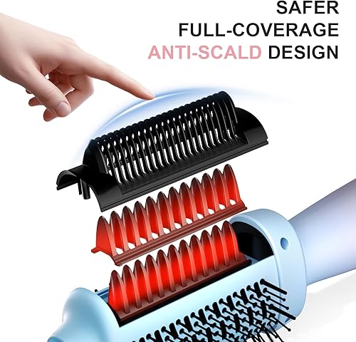 Miniatura 7 de BEAUTYOVO Cepillo secador de pelo 3 en 1 con cepillo redondo y alisador, cepillo secador de pelo con 3 ajustes de calorvelocidad, tecnología iónica