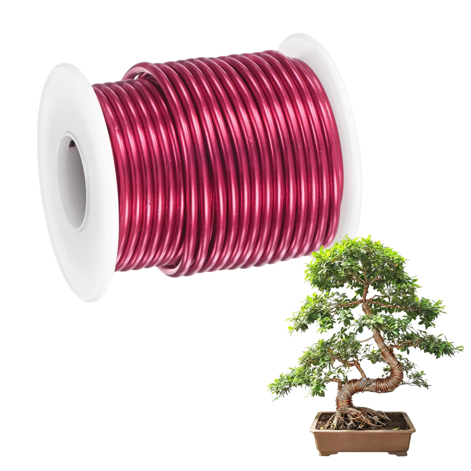 M METERXITY 1-Pack Bonsai Training Wire, 2.5mm x 33ft/10m Anodized Aluminum Bonsai Tree Wire for Fine Trunk/Gardening Branch/DIY Crafting [Wine Red]