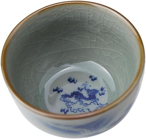 Miniatura 5 de Jingdezhen Pintado a mano aullando tigre crackle patrón de hielo japonés chino cultural cerámica porcelana taza de té Ochoko Sake taza tradicional