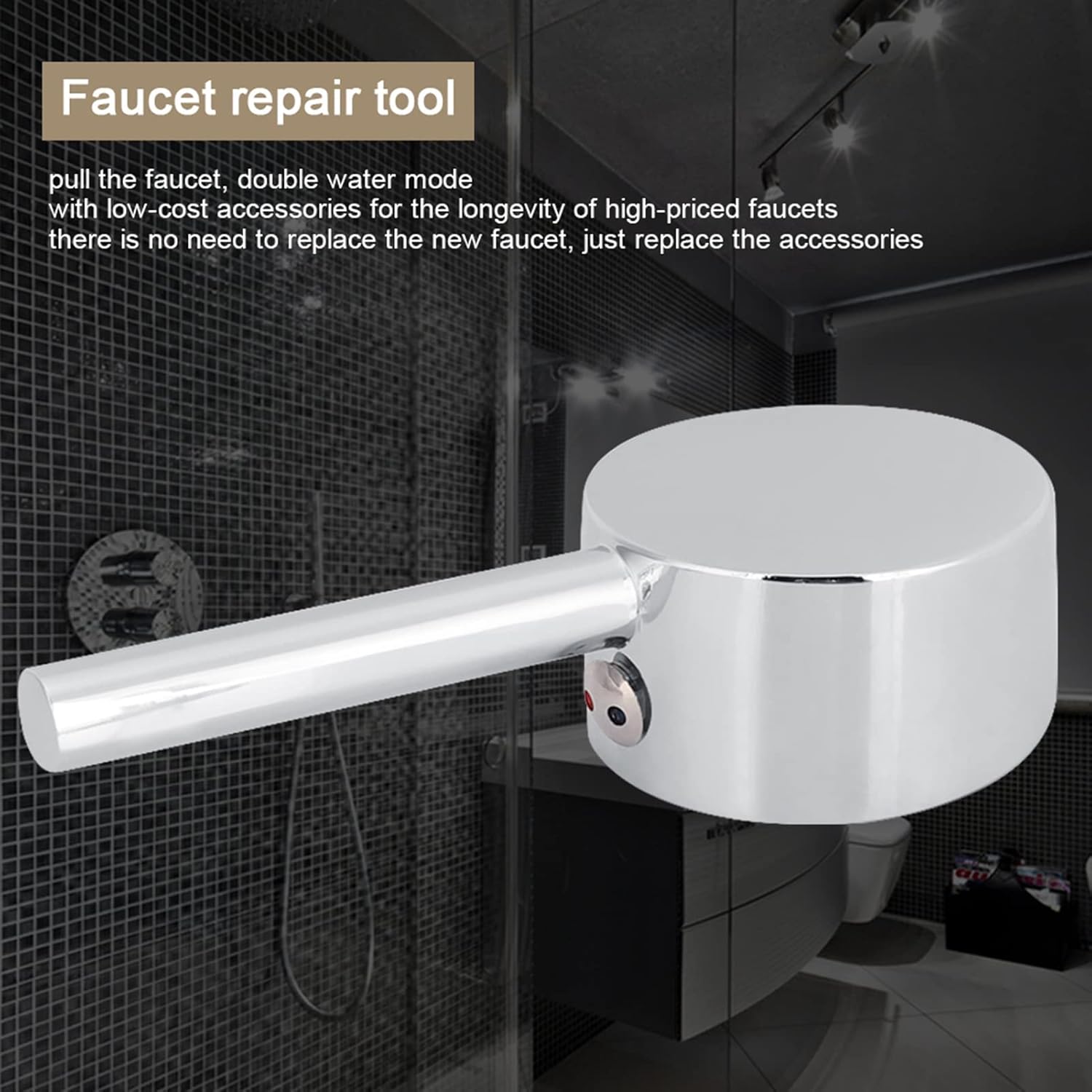 Faucet Lever Handle, Universal Shower Knobs Basin Handle Knobs Kitchen Hot Cold Set Valve Core Water Tap Replacement Chrome Plated Zinc Alloy Mirror Like Tap for Kitchen Bathroom 45mm
