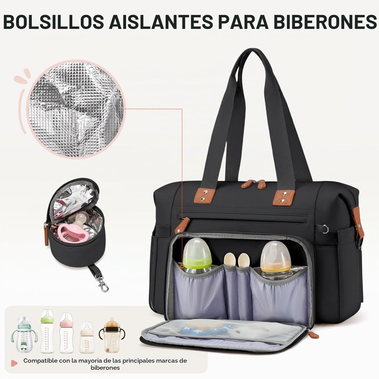 RAINSMORE Pañaleras de Bebe con Cambiador Bolso Carro Bebe Gran Capacidad