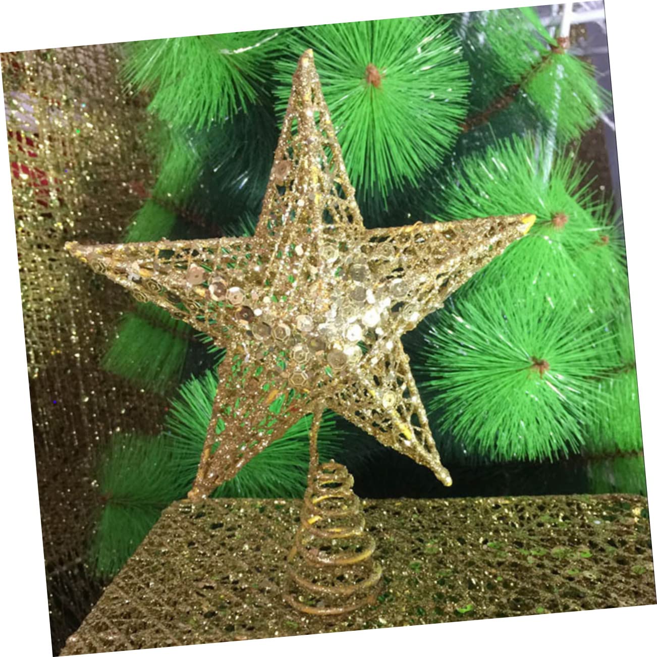 PRETYZOOM 2St Funkelnde Weihnachtsbaumspitze Weihnachtsbaum-Sternspitze Ornament Glitzernde Weihnachtsbaumspitze Stern Baumspitze vertikal Zylinder Metall Dekorationen
