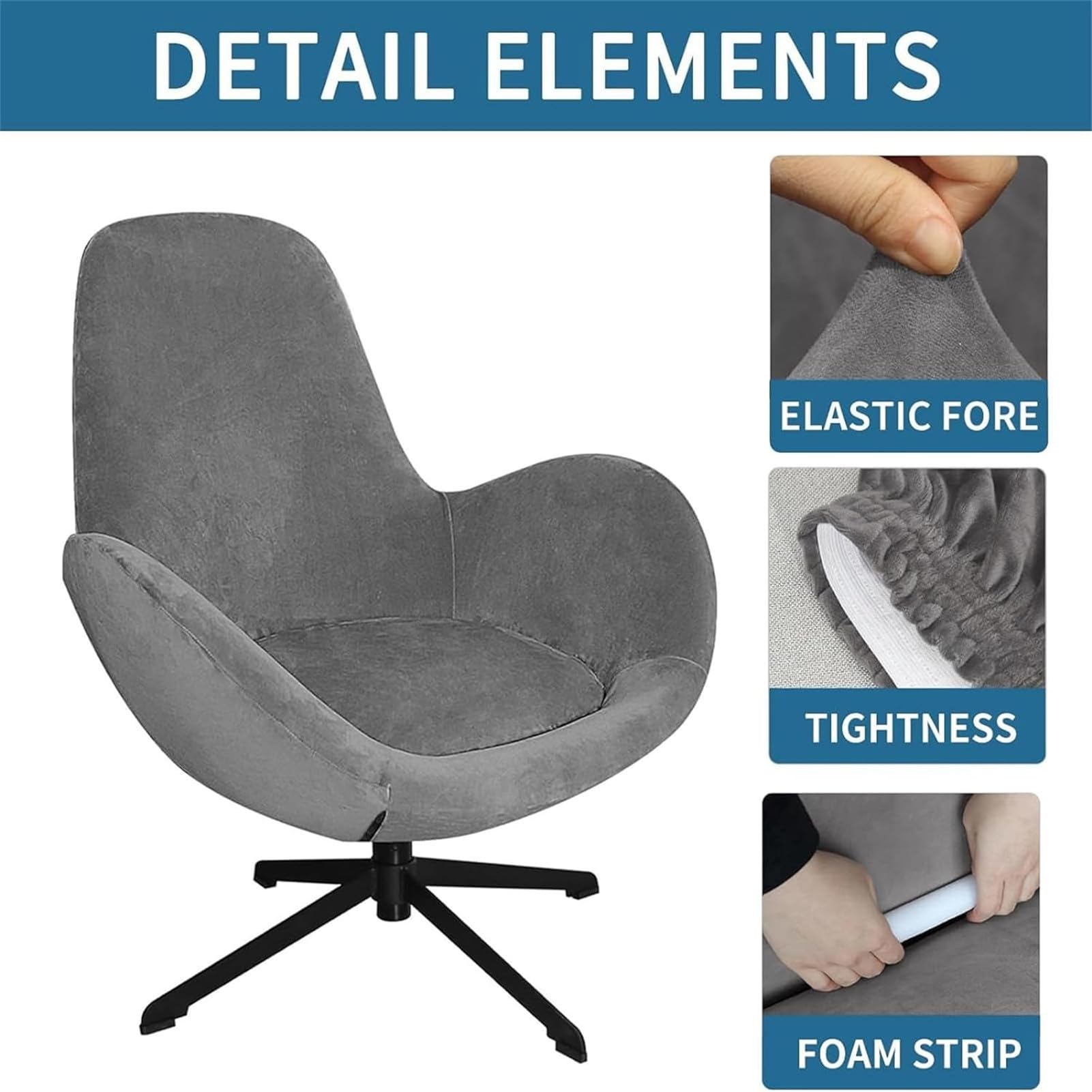 Stoelhoezen, Draaibare Fauteuil Slipcover, Sdraaibare Fauteuil Accent Mid-Back Bureaustoelhoes, Wivel Armchair Slipcover Modern Accent Office Chair Protector (Grijs Stoelhoezen, Draaibare Fauteuil Slipcover, Sdraaibare Fauteuil Accent Mid-Back Bureaustoelhoes, Wivel Armchair Slipcover Modern Accent Office Chair Protector (Grijs