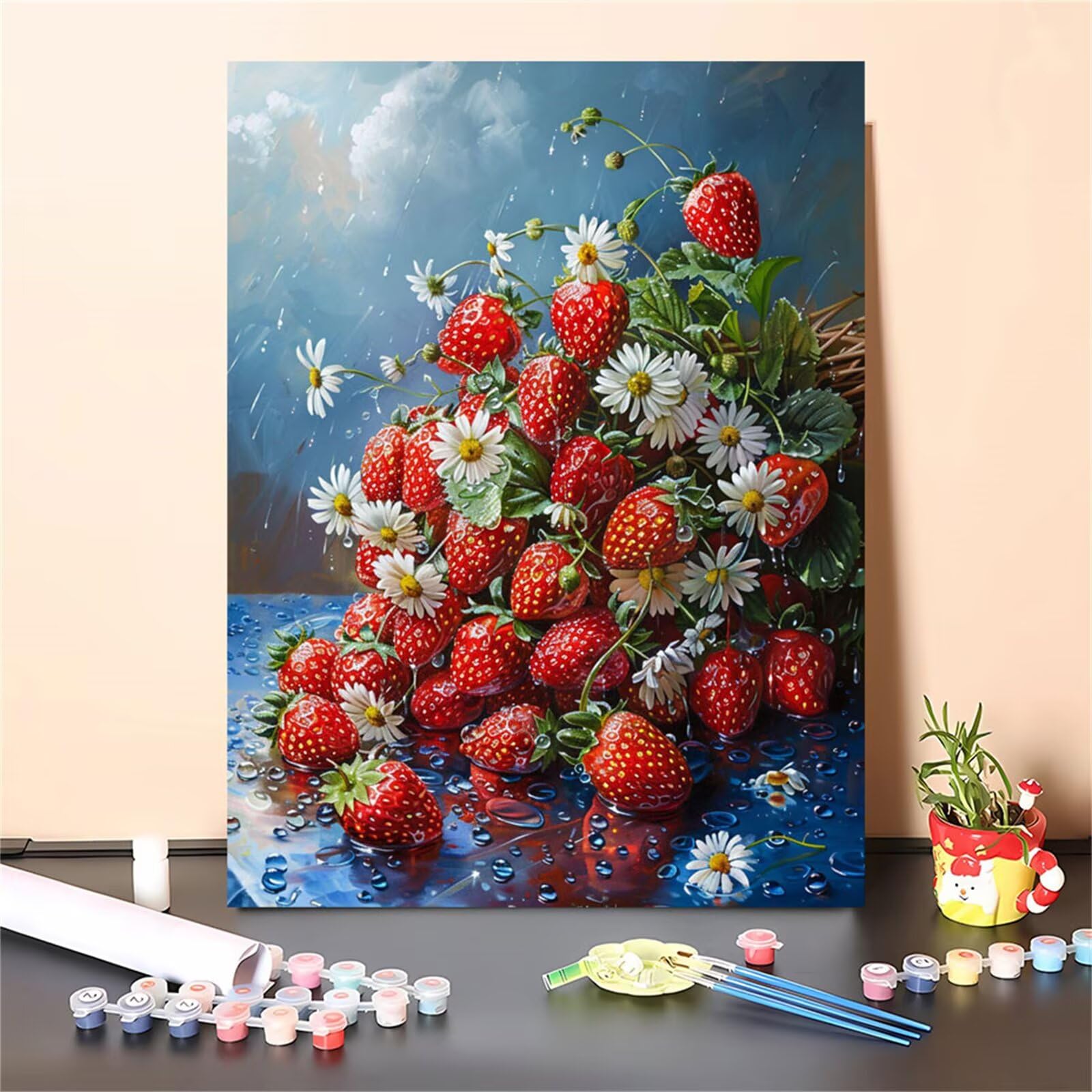 Dipingere con i Numeri per Adulti frutta Paint by Numbers Kit cucina Fai da te Hobby Creativi Adulti,Dipingi con i Numeri con Pennelli e Acrilico Pigmento,Decor della Casa Regalo 50x70cm M-775