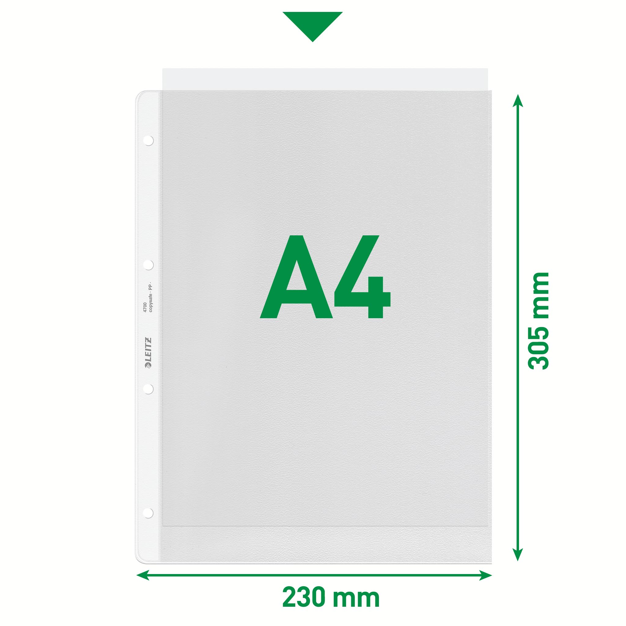 Esselte Leitz Prospekthülle Extrastark, A4, PP, genarbt, farblos, 47000003, transparent
