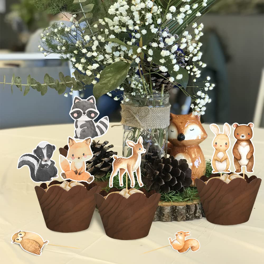 Rsstarxi 40 Pack Woodland Cupcake Toppers - Fox, Deer, Bear Safari Animals For Baby Shower & Birthday Parties - View #13