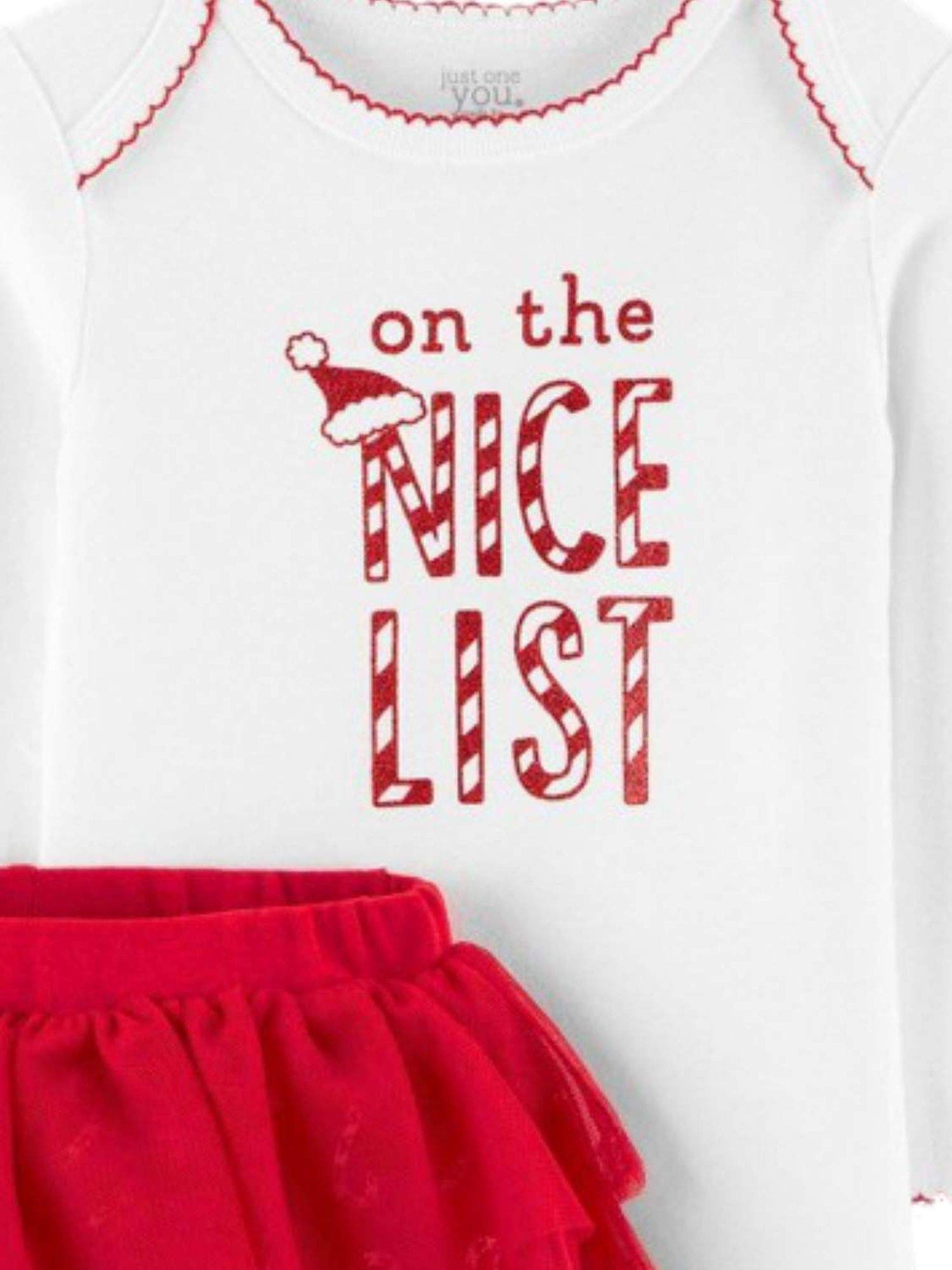 Carter's Baby Girls' Nice List 2 Piece Outfit Set (3 Months) Red White