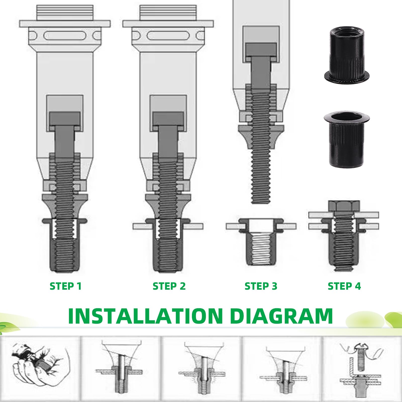 20 Dadi Rivetto M4 Multi-Grip Zincati - Inserti Filettati Per Lamiere E Fai Da Te - Foto 3