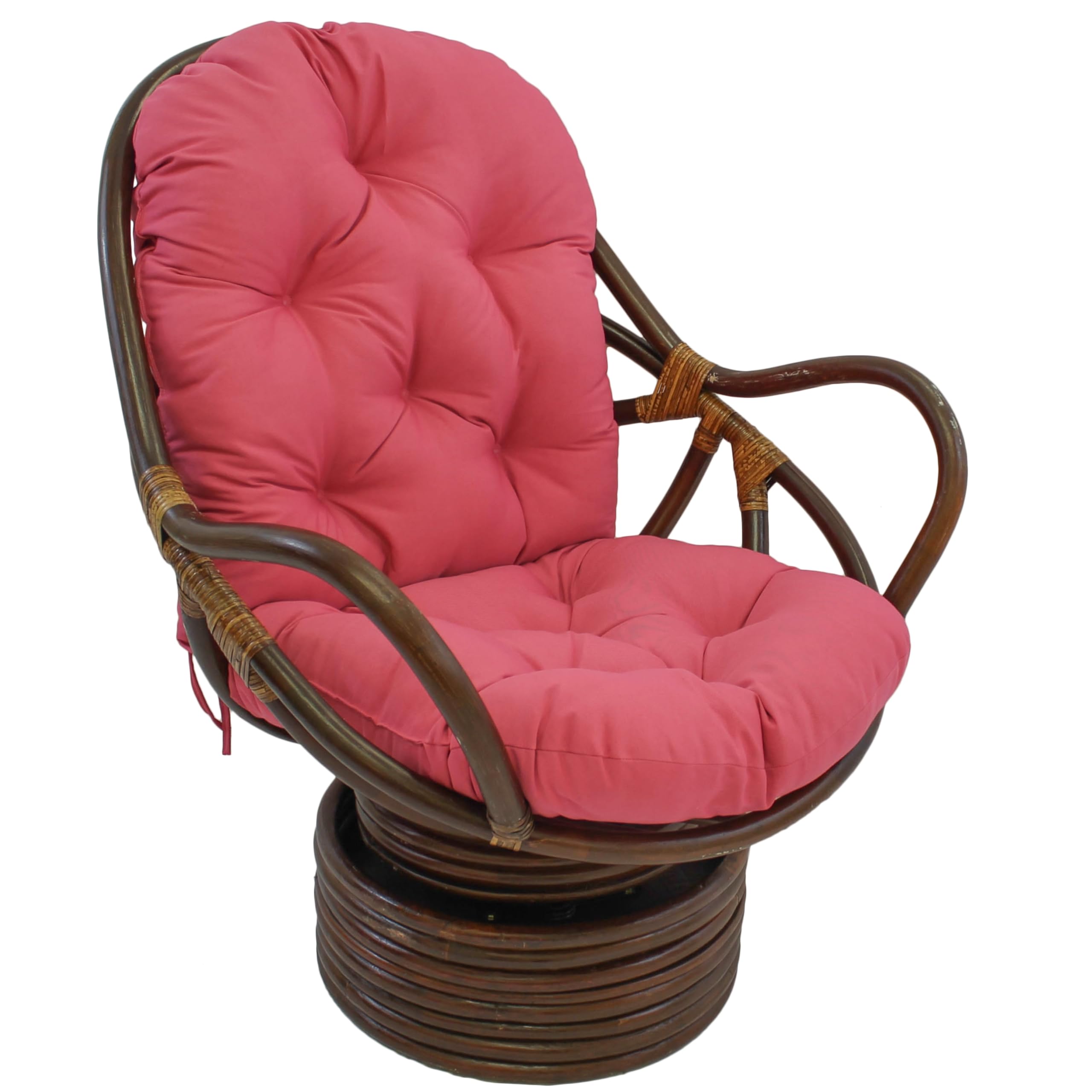 Blazing Needles Solid Twill Swivel Rocker Chair Cushion, 48" x 24", Berry Berry-image-30