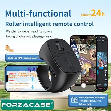 Mouse Tasarım Bluetooth Uzaktan Yüzük Kumanda Sayfa Çevirici Video Selfie Kumandası FC1160 (Siyah)