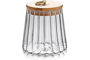 Glass Tampon Holder for Bathroom with Bamboo Lid