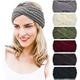 Winter Knit Chunky Headbands for Women Crochet Turban Knitted Ear Warmer Fashion Head Wrap 6 Pack