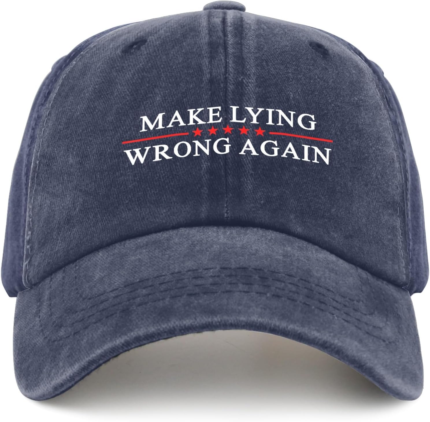Make Lying Wrong Again Hat for Womens Baseball Caps Low Profile Washed Ball Cap Fitted Navy Blue - Image 8