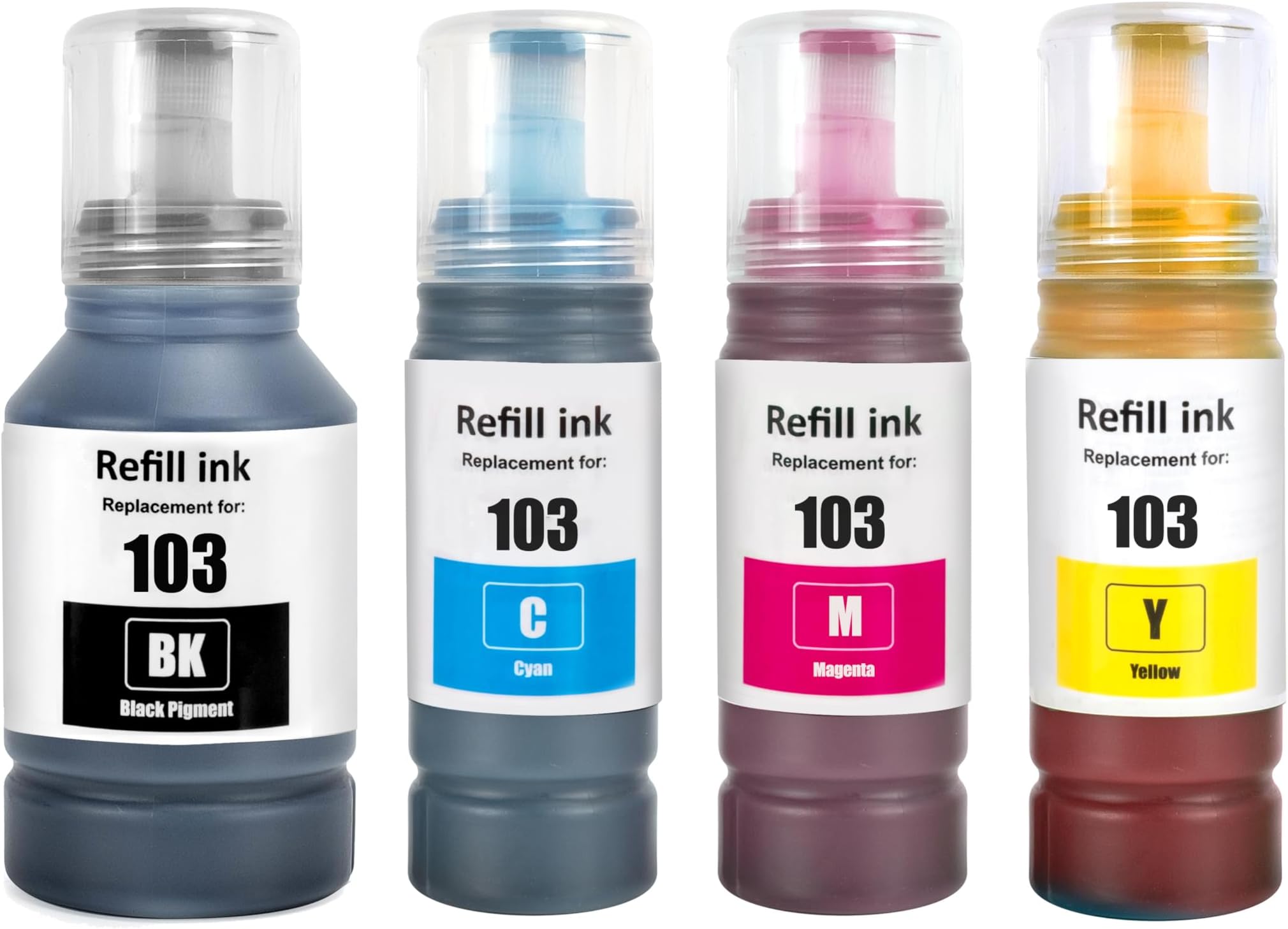 ink set 103 for EPSON 135ml for Black 70ml for each Cyan Magenta Yellow for EcoTank 4-Pack for L1110‎ L3110 L3111 L3150 L3151‎ L3156 L3160 L5190‎