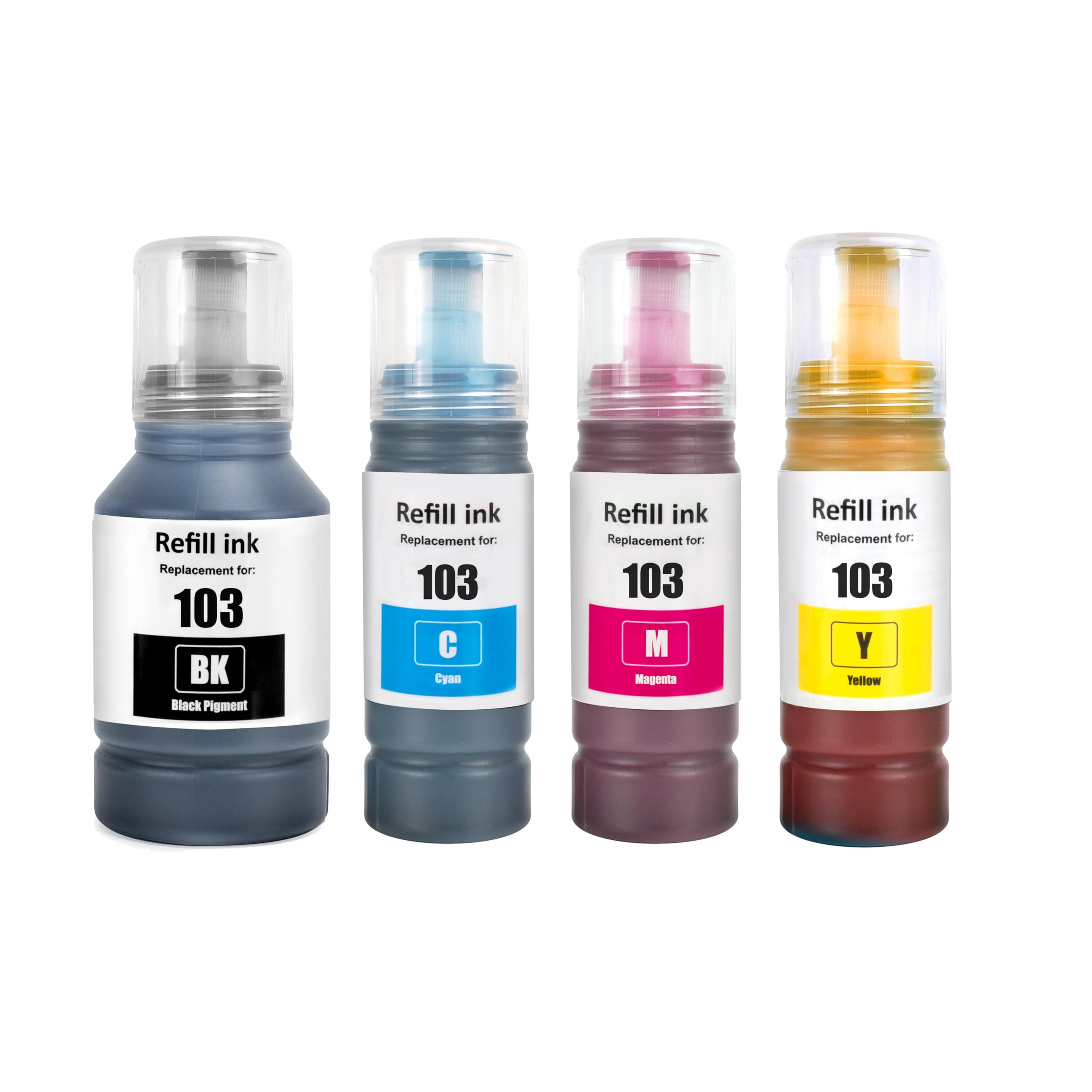 NexNova® Ink Set 103 for EcoTank 135ml for Black 70ml for each Cyan Magenta Yellow for EPSON Combo Set 4-Pack for L3252 L1110‎ L3110 L3111 L3150 L3151‎ L3156 L3160 L5190‎