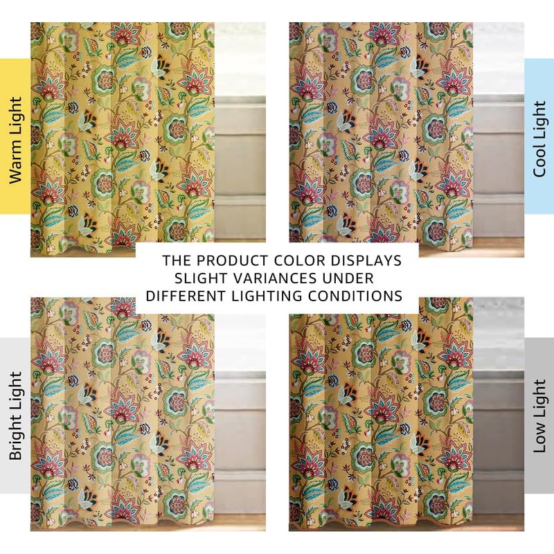 Image of Cloth Fusion Printed 100% Blackout Door Curtains 8 Feet Long Set of 2, Room Darkening Parda with Stainless Steel Grommets for Home Decor (8x4.5 Feet, Yellow Garden)