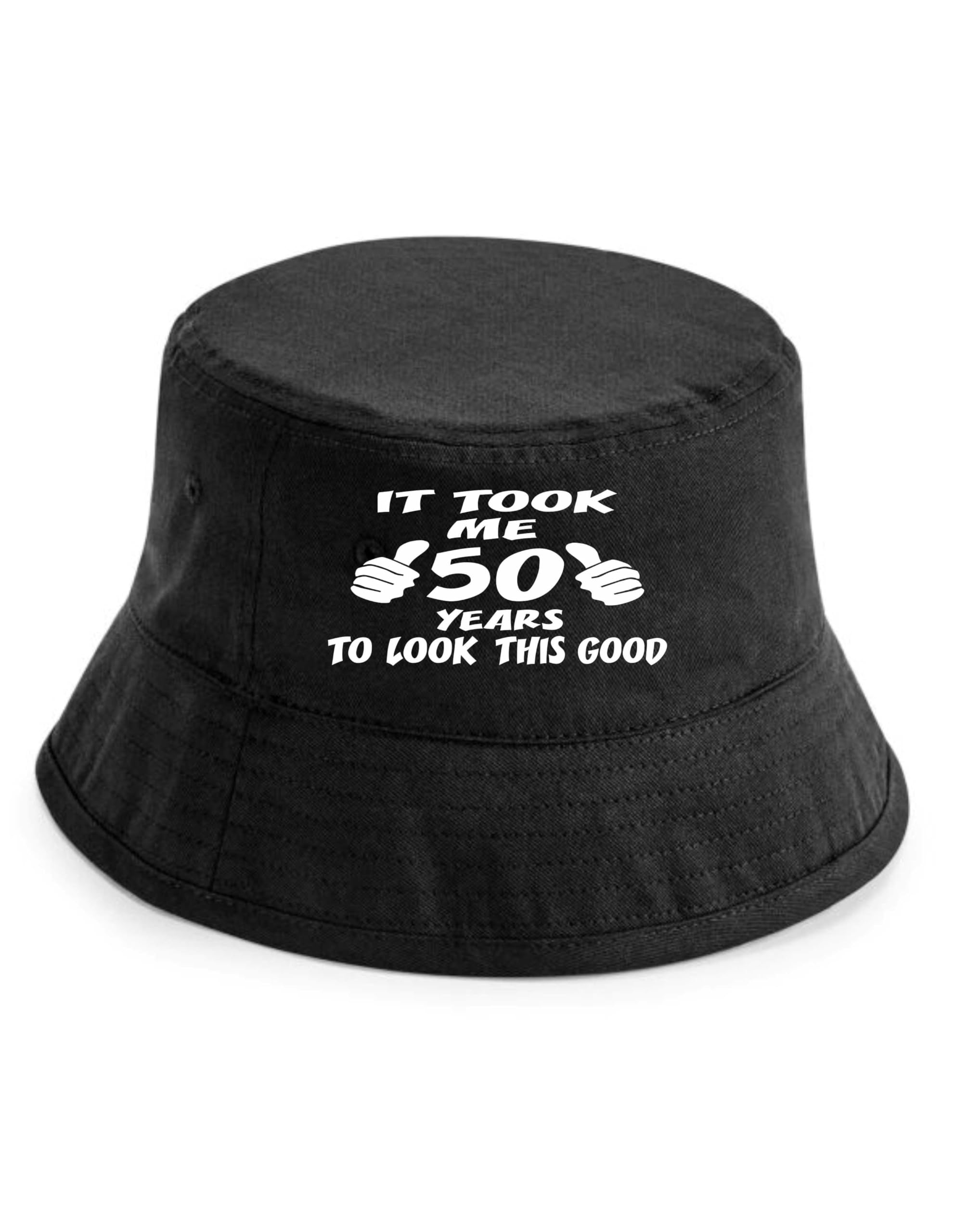 Print4u Unisex Black It Took 50 Years To Look This Good Bucket Hat 50Th Birthday Men & Ladies Lxl