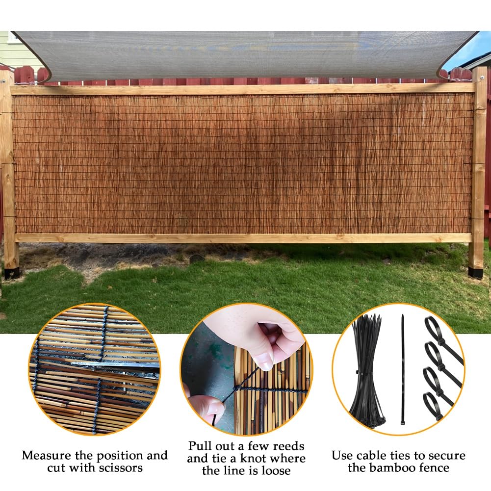 Generico Canne di Bambu per Esterno, Naturale Canne Recinzione, Privacy Bamboo Stuoia, Balcone Recinzione in bambù per Giardino Cortile Piscina Terrazza Recinzioni Decorative(80 * 800cm)