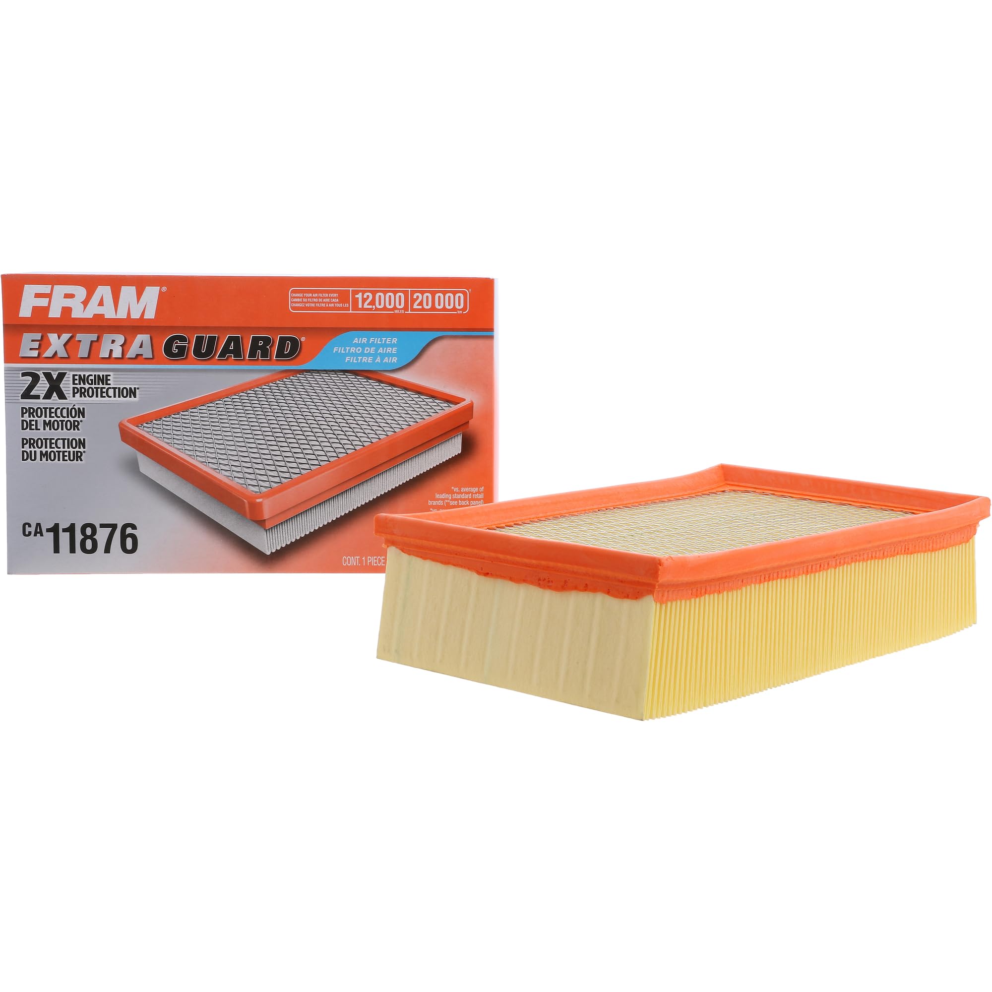 FRAM Extra Guard CA11876 Replacement Engine Air Filter for Select Volkswagen and Audi Models, Provides Up to 12 Months or 12,000 Miles Filter Protection