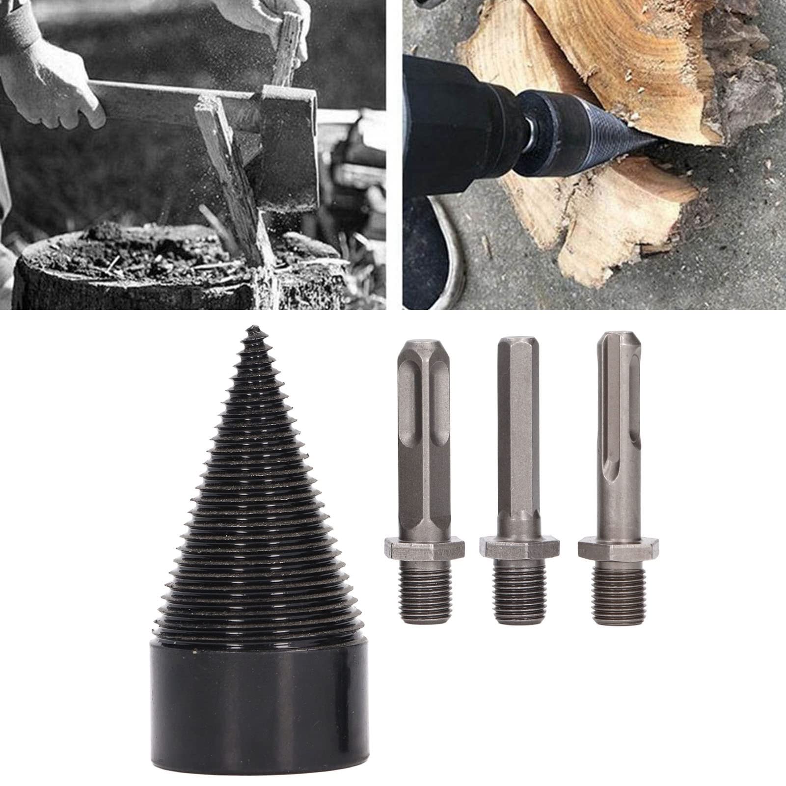 Broca para Dividir Madera, 4 Piezas 64 Mm Juego de Brocas para Dividir Troncos Taladro Tornillo Cono Conductor Broca para Leña Cono Taladro para Dividir Madera Tronco de Acero Al(50mm / 1.97in)
