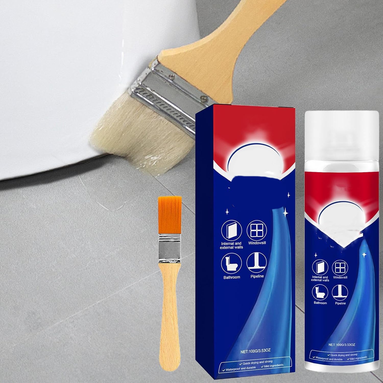 Leak Repair Cream 100 Ml, Leaks Repairs Cream Spray with Brush, Leak Repair Waterproof Sealant Spray, Leaks Repairs Sealant Liquid Waterproof for Window Frame Bathroom Concrete Gutter (2a)