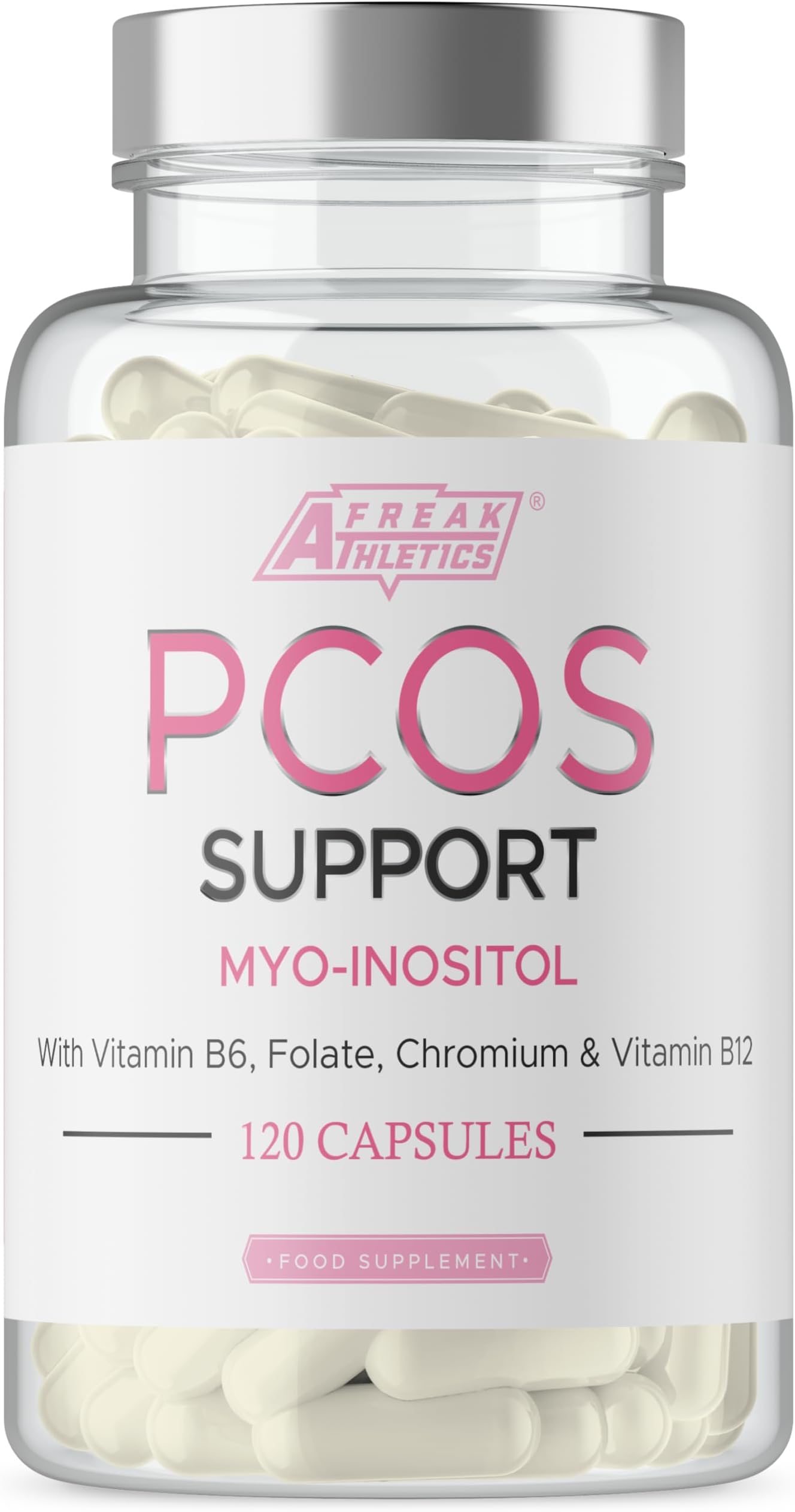 PCOS Supplement with Myo-Inositol, Folate, Chromium, Vitamin B6 & B12 for Optimal Support - Natural PCOS Support for Women - 120 Vegan & Vegetarian Capsules | UK Made