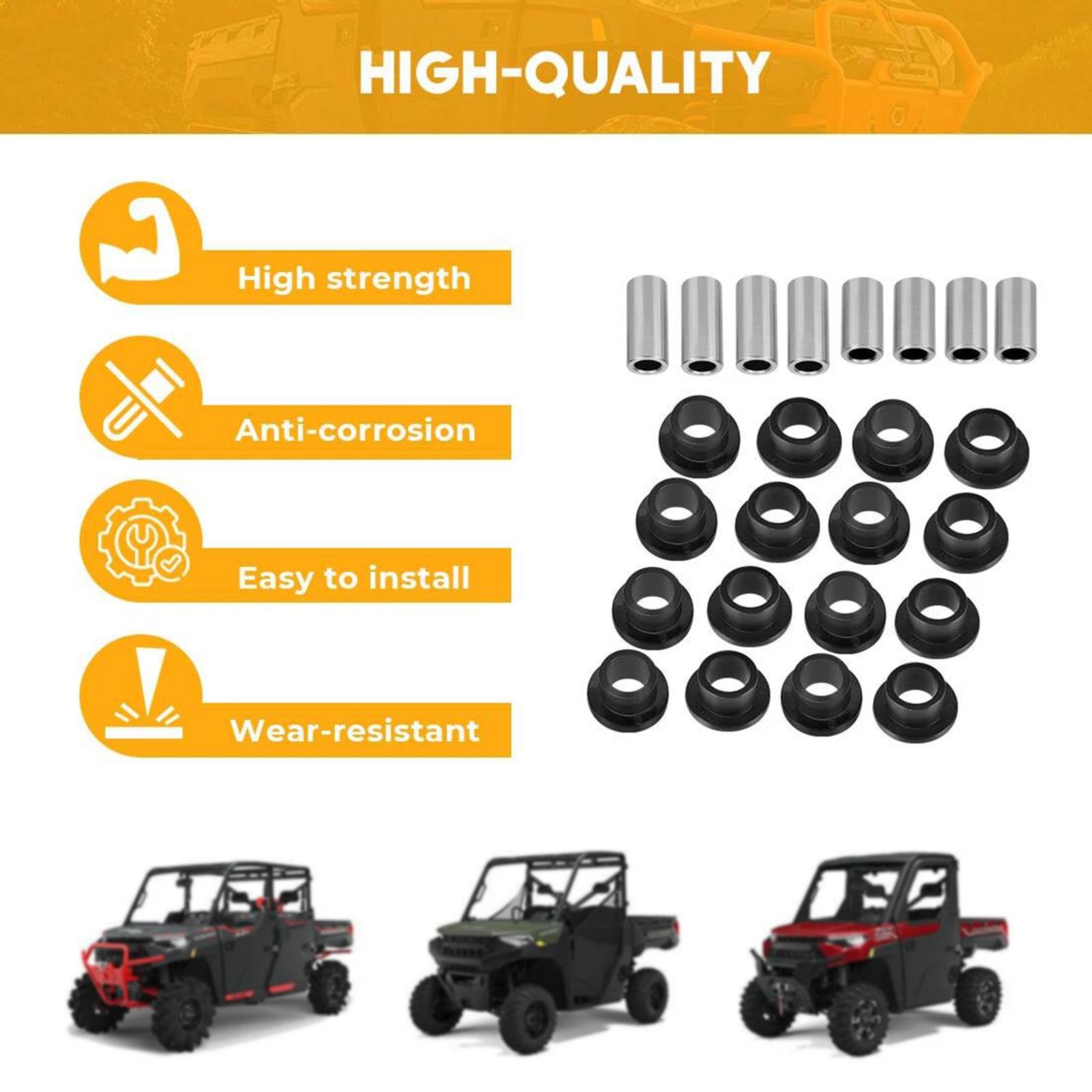 Kit de Bujes de Amortiguador Automotriz Manguitos Delanteros y Traseros Accesorios de Instalación Rápida Repuestos para Reparar Suspensión con