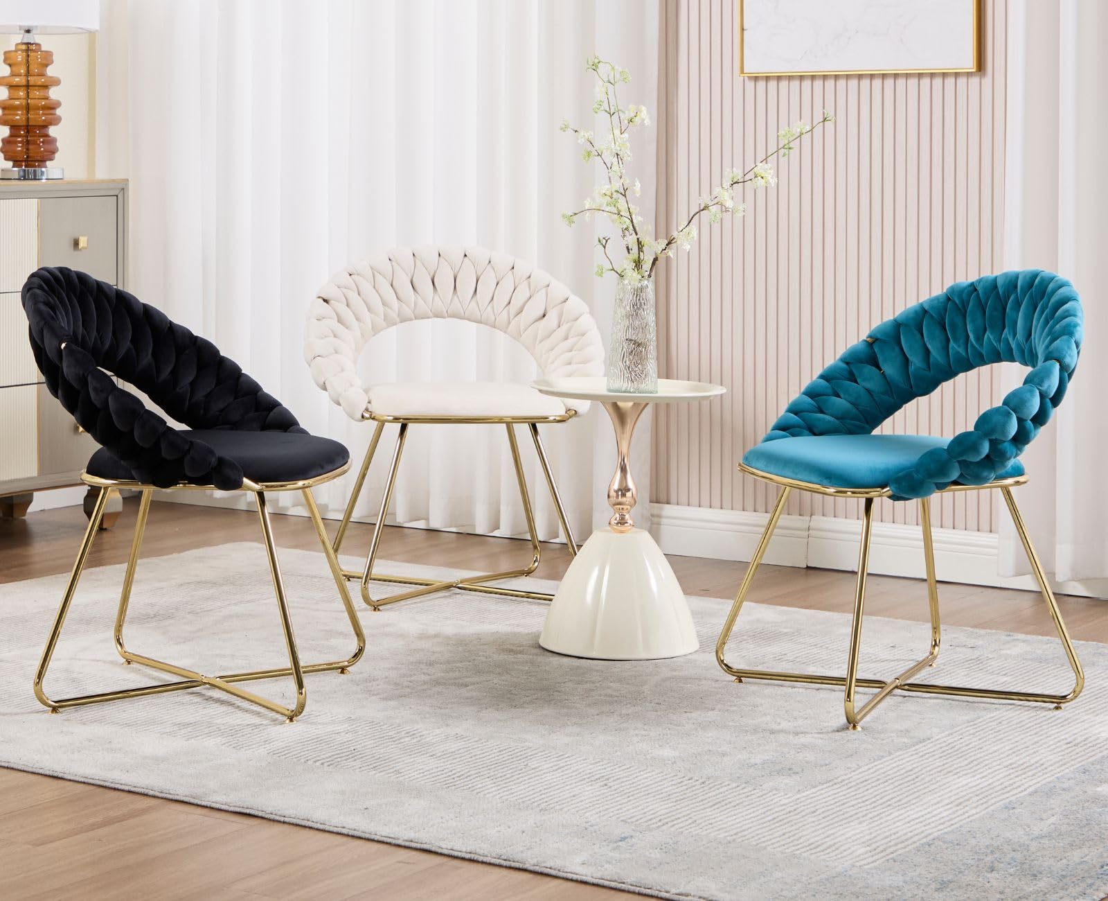 Ya-Home Set di 2 Poltrone Imbottita in Velluto Poltrona Salotto con Gambe in Metallo Oro Sedia da Salotto Moderna Poltrocina per Camera da Letto/Soggiorno, Petrolio