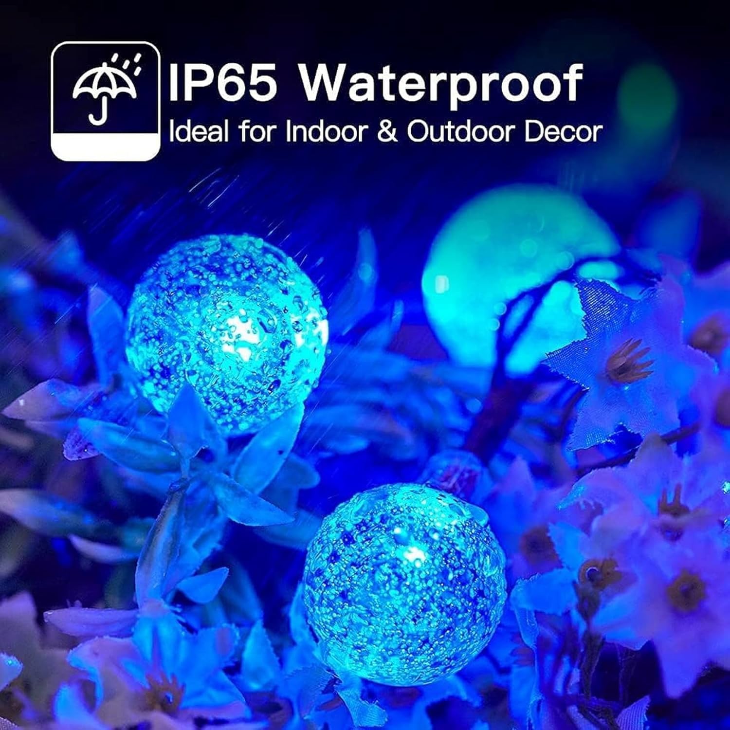 Catena di luci solari, 12m100LED Luci a Stringa con Sfera di Cristallo Luci a Stringa con Sfera a Bolla Solare Impermeabili per gazebo, campeggio, festa, decorativo di Natale (Blu, Palla 2.4)
