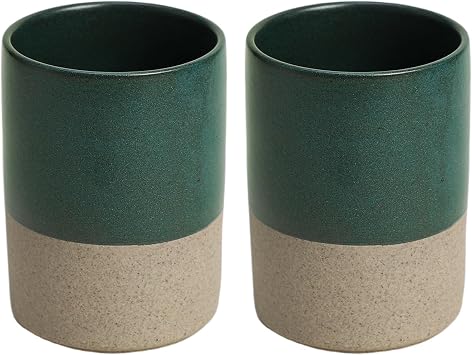 Gaolinci 2 Pcs Vintage Style Ceramic Mouthwash Cups، Bathroom Brushing Cup، 7 Oz
