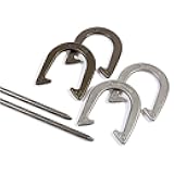 Wild Sports Official Weight Horseshoe Set with Molded Case - Features Solid Steel Stakes and Portable Carry Caddy