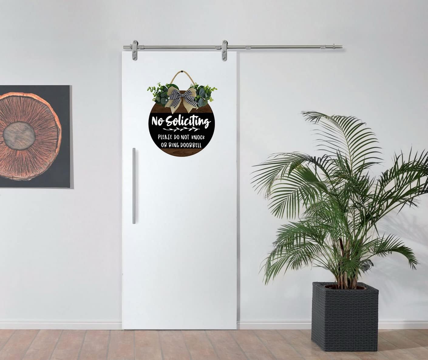 KPSheng Sign, No Soliciting Please Do Not Knock Or Ring Doorbell Wood Plaque for House, Funny Quotes for Porch Door Decor, Hanging Sign Decor for Outdoor 12inchX12inch