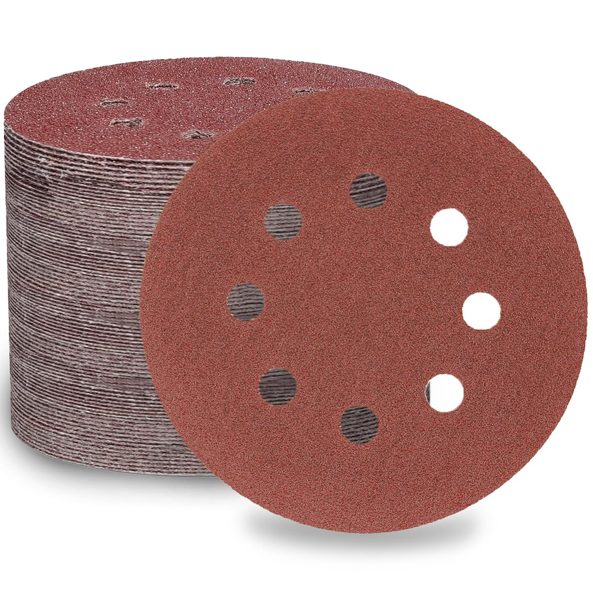LESNIC 100 Körnung Schleifscheiben 100 Stück, 125mm 8 Löcher, 5 Zoll Klett-Schleifpapier Schleifscheiben mit Faserrückseite für Exzenterschleifer