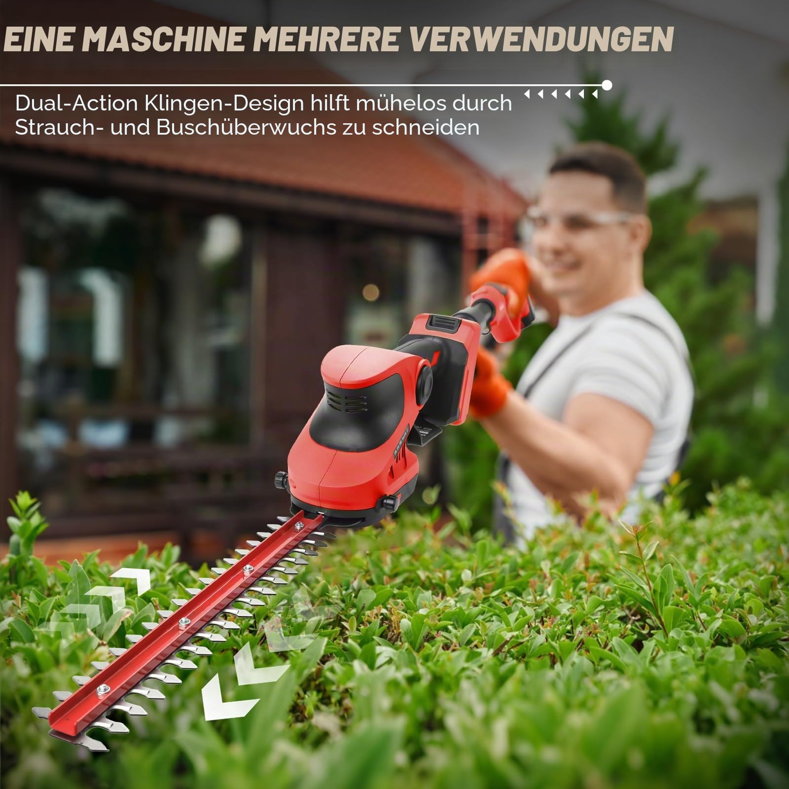 Akku Teleskop Heckenschere kompatibel mit Milwaukee 18V (ohne Akkus) | 3 IN 1 Grasschere Strauchschere Lange elektrische Heckenschere mit Teleskopstange Teleskopstiel bürstenloser Motor