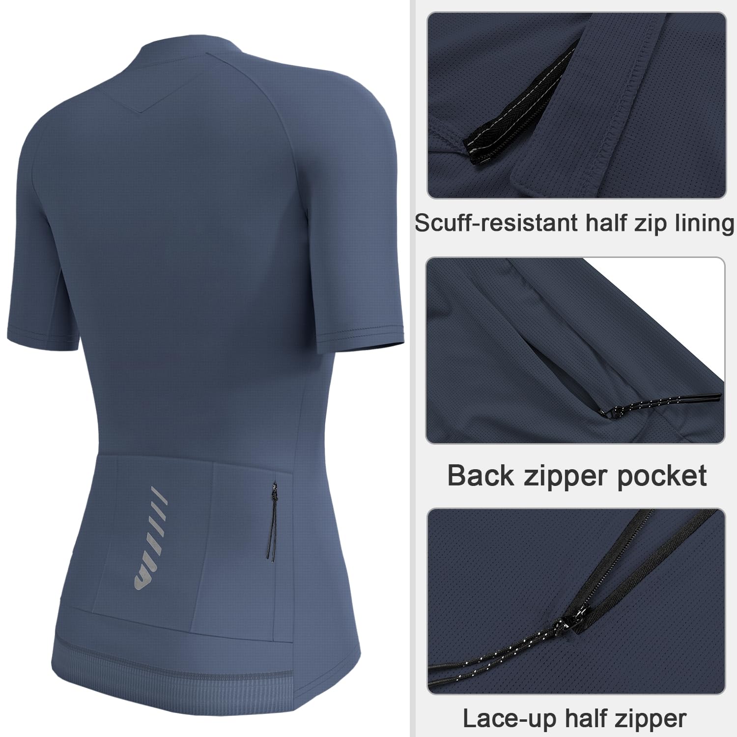 Wulibike Radtrikot Damen Halbe ReißVerschluss Fahrradshirt Mountainbike Fahrradtrikot Atmungsaktiv Rennrad Trikot Kurze äRmel Frauen Fahrrad Shirt 4 Tasche