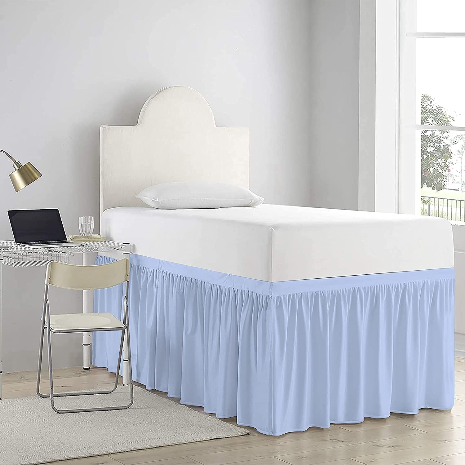 Dorm Bed Skirt Twin XL 36 Inch Drop – Tailored with Split Corners, White Dorm Bedding Essentials, 100% Microfiber Bed Skirt for Twin XL Beds & College Rooms