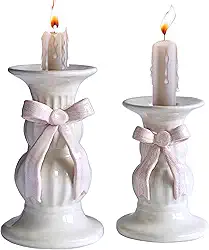 SEINHIJO 2 peças de castiçal cônico de cerâmica - Suporte de vela alto decorativo para decoração de festa de mesa de jantar de casamento 15 cm