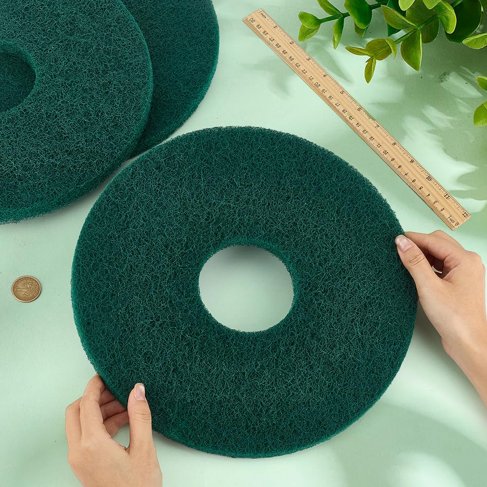 MAYJOYDIY 3 almohadillas de limpieza redondas verdes para pulidoras de suelos, almohadillas de pulido de repuesto redondas de nailon para la limpieza y el tratamiento eficientes de todo tipo de suelos