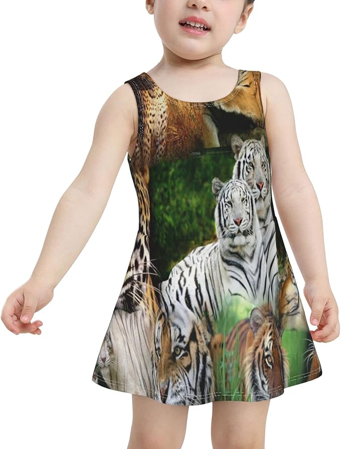 Wildlife Tigers Baby Girls One Piece Dress Swimsuit Bathing