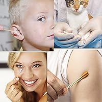 Vista 7 de Hisopos de algodón de bambú, 400 unidades, puntas redondas de hisopo de algodón orgánico, capullos de algodón de madera natural para orejas