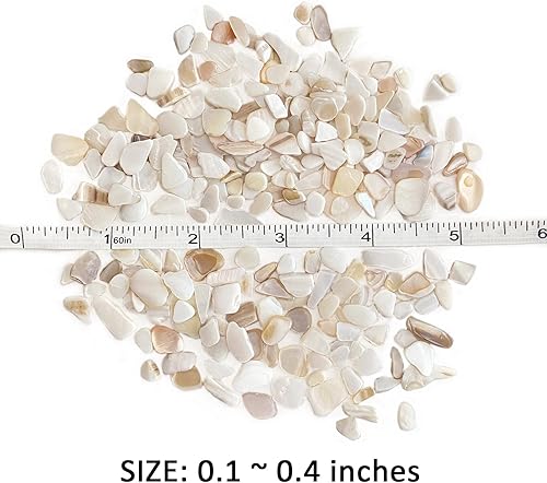 Miniatura 4 de Tilingview Conchas naturales trituradas para manualidades, chips de madreperla blanca irregulares de 2 libras para bricolaje, decoración del hogar