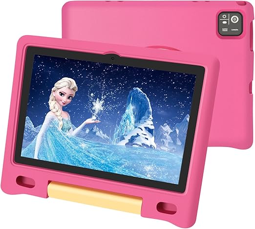 Kids Tablet, 10.1 inch IPS HD Touchscreen Android 14 64 GB Storage, 8GB (4+4 Virtual) RAM, Octa Core Tablet for Kid with Kid-Proof Case, Parental Controls, 12-hr Battery, WiFi, GPS – Pink
