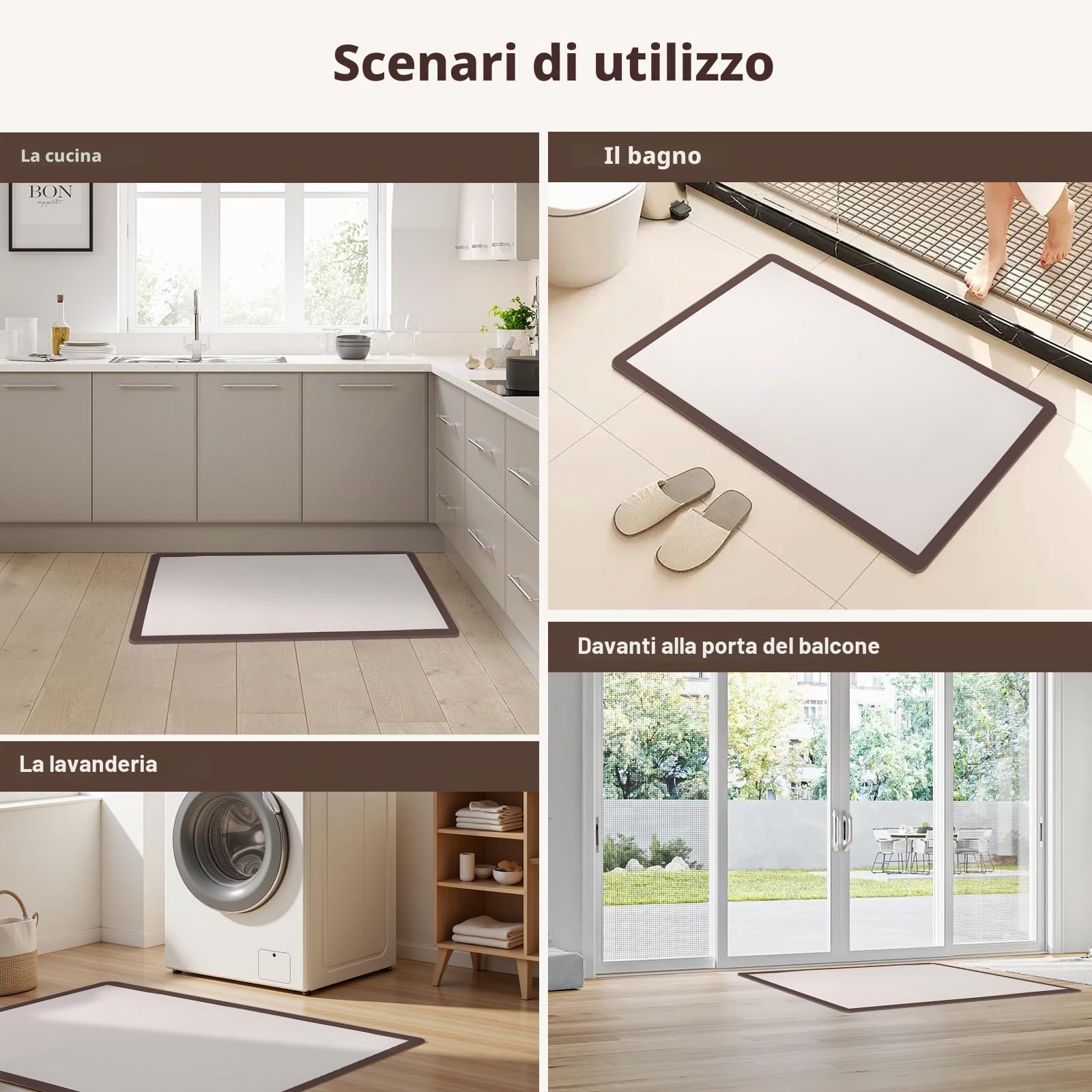 Genérico Tappetino da bagno per diatomee, assorbente, antiscivolo, 50 x 80 cm, colore beige