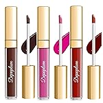 Depuplum 3Pc Matte Liquid Lipsticks for Women Dark Brown Pink Dark Red Lipstick Smudgeproof Cruelty Free Long Lasting Lip Makeup (DM15+06+18)