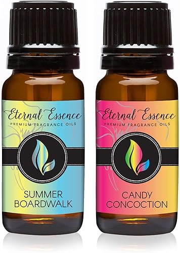 Eternal Essence Oils Paquete de 2 aceites aromáticos de primera calidad de 0.3 fl oz, paseo marítimo de verano y brebaje de dulces, para velas,