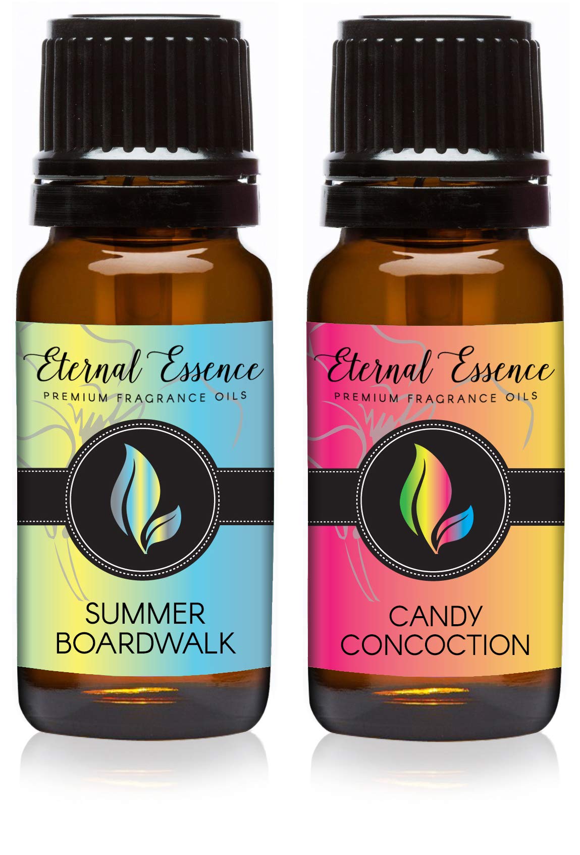 Eternal Essence Oils 2 Pack 10ml Premium Fragrance Oil - Summer Boardwalk &amp; Candy Concoction - for Candle, Soap Making, Aromatherapy, Diffusers, Home Care, &amp; Humidifiers