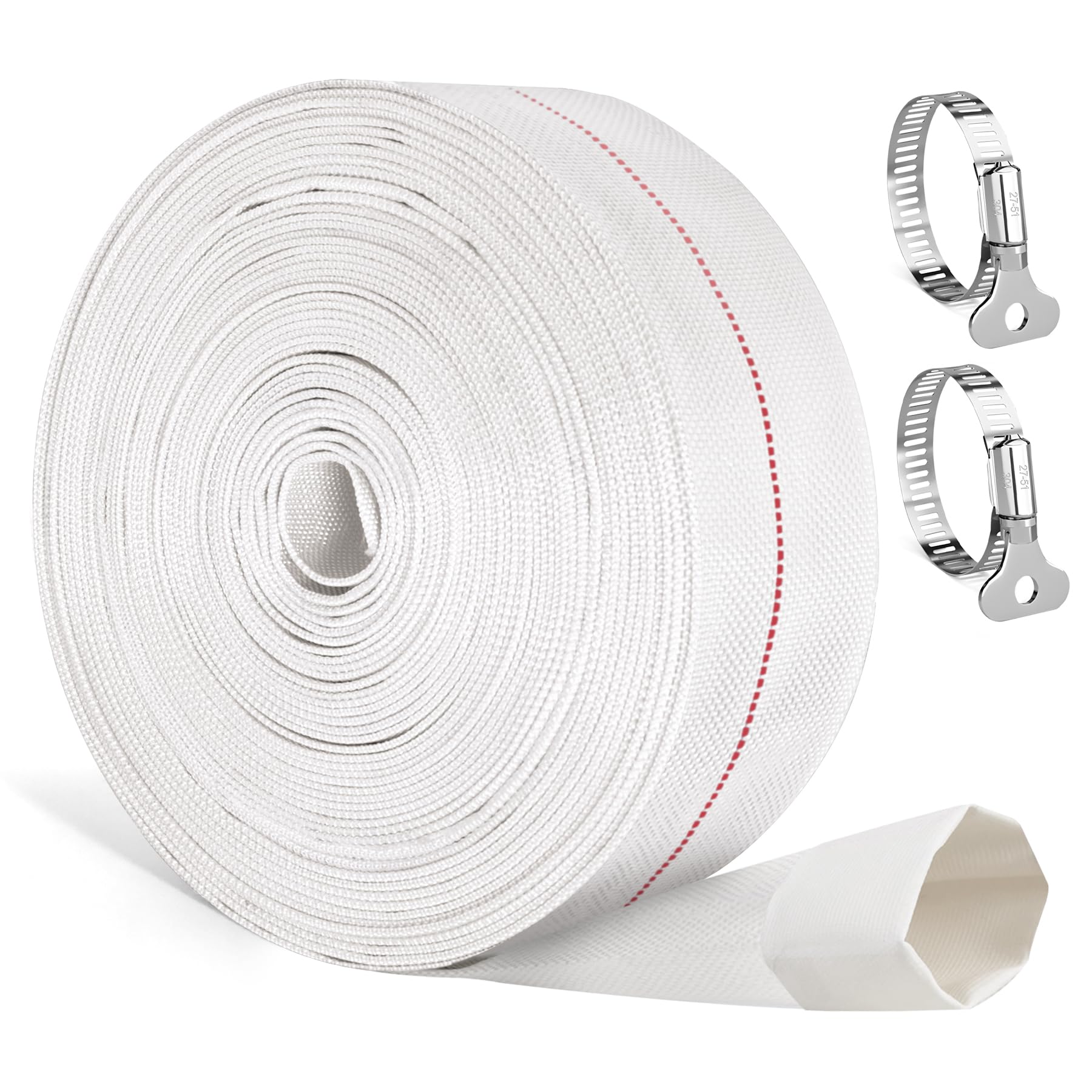 Tuyau plat - Diamètre : 38 mm - 20 m - Tuyau en tissu pour pompes submersibles et pompes à eaux usées - Tuyau de construction robuste / tuyau industriel - Charge maximale : 10 bars (tissu Ø 1 1/2